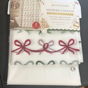 Boundary set of two Christmas bow peva shower curtains